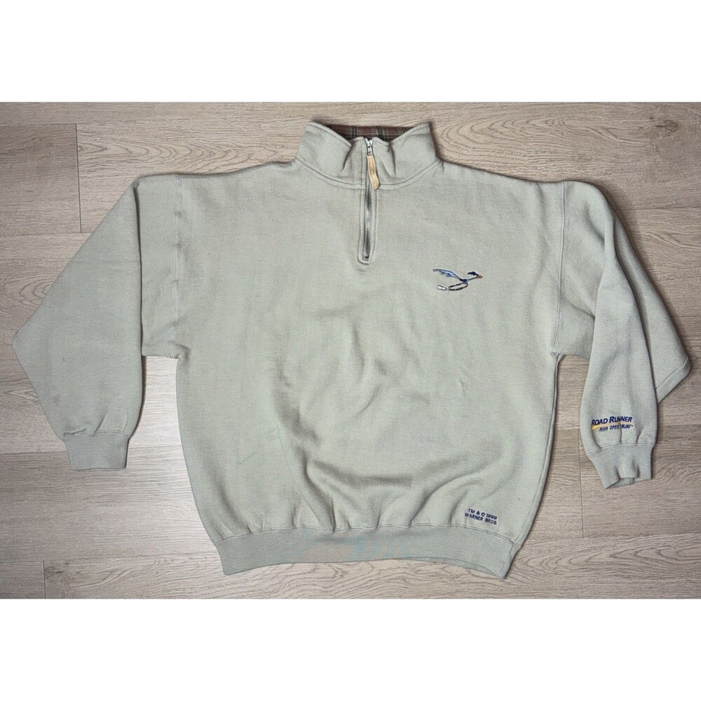 Vintage 1999 Roadrunner High Speed Online 1/4 Zip Sweatshirt Large Warner Bros